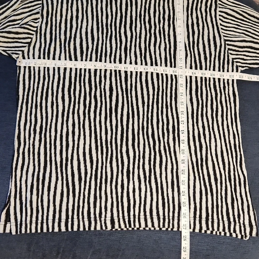 Georgio Danieli Black White Vertical Striped Pullover Sweater Mens M